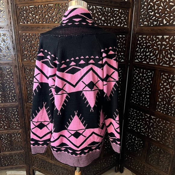 Pink & Black Tribal Print Boho Cardigan - Picture 4 of 4